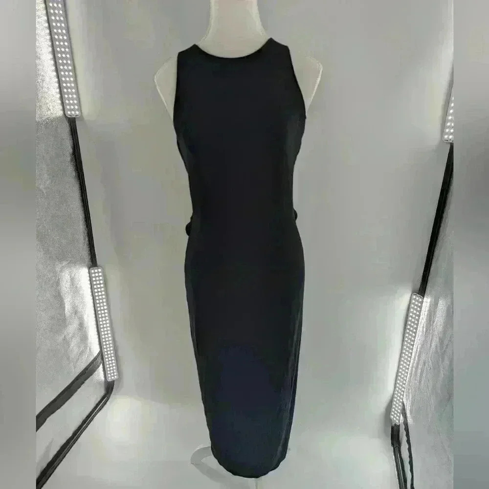 Socialite Women's Size Medium Black Long Dress With Open Cutout Back